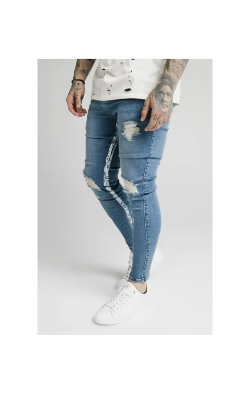 SikSilk Skinny Distressed Paint Stripe Jeans - Midstone & White sold by Siksilk