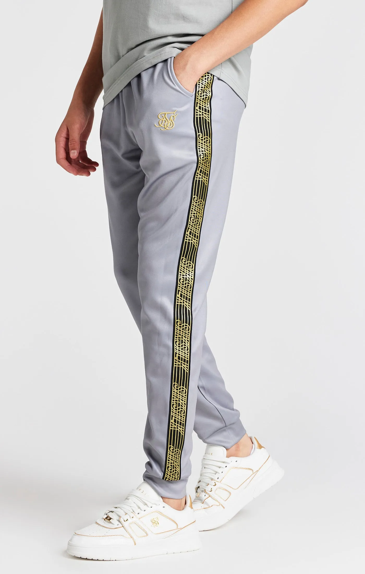 Boys Grey Taped Jogger sold by Siksilk