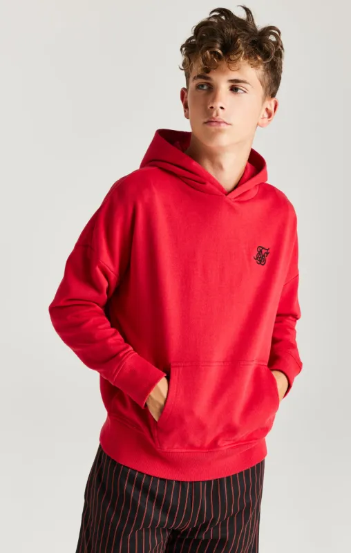 Boys Red Hood Logo Overhead Hoodie sold by Siksilk
