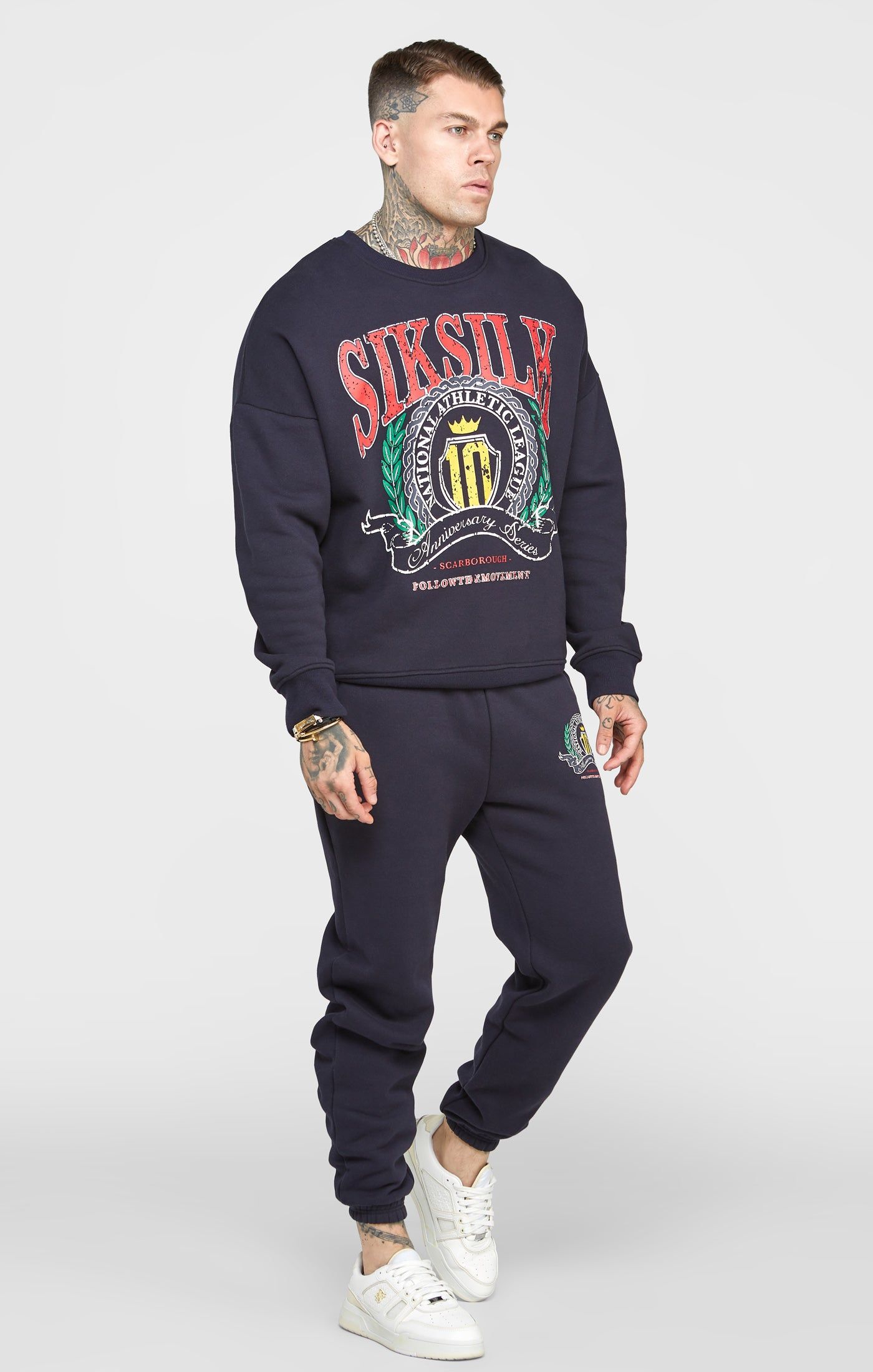 Navy Varsity Anniversary Print Sweatshirt sold by Siksilk product image thumbnail 4