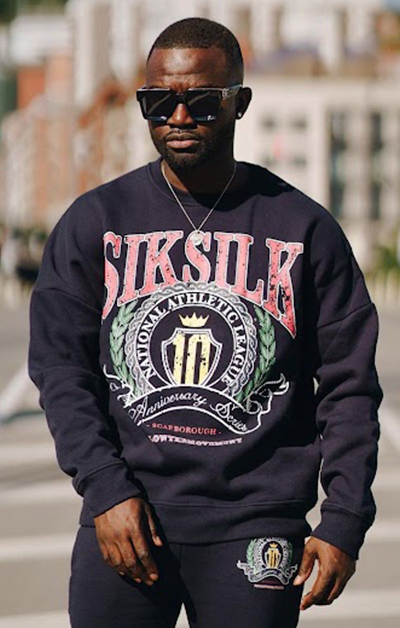 Navy Varsity Anniversary Print Sweatshirt sold by Siksilk