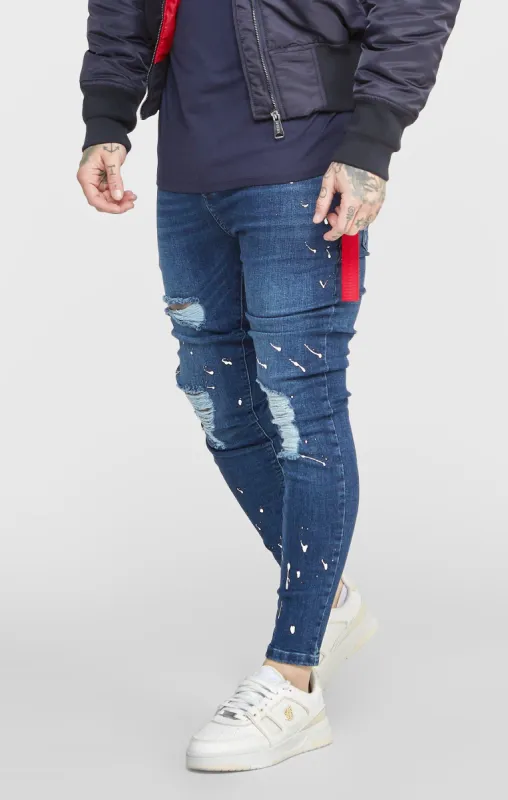 SikSilk Skinny Fit Flight Denims - Bleached Blue sold by Siksilk