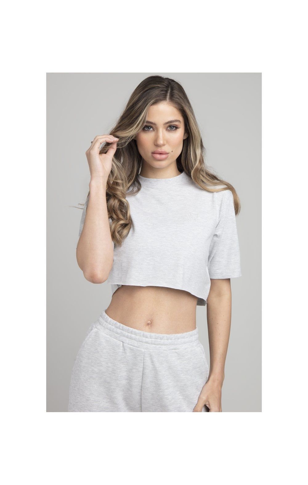 SikSilk Cropped Tee - Grey Marl sold by Siksilk