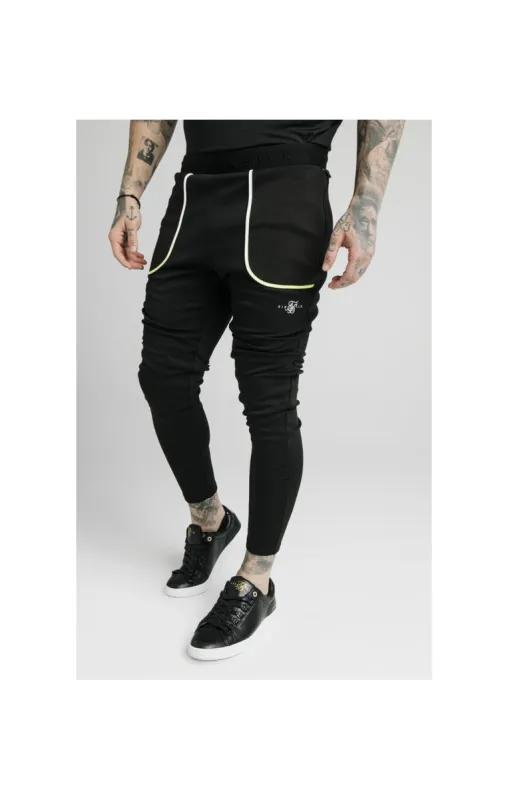 SikSilk Legacy Fade Track Pants - Black & Fluro White sold by Siksilk