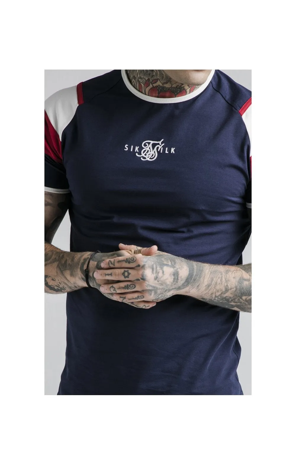 SikSilk S/S Retro Sprint Gym Tee - Navy,Red & Off White sold by Siksilk product image thumbnail 2