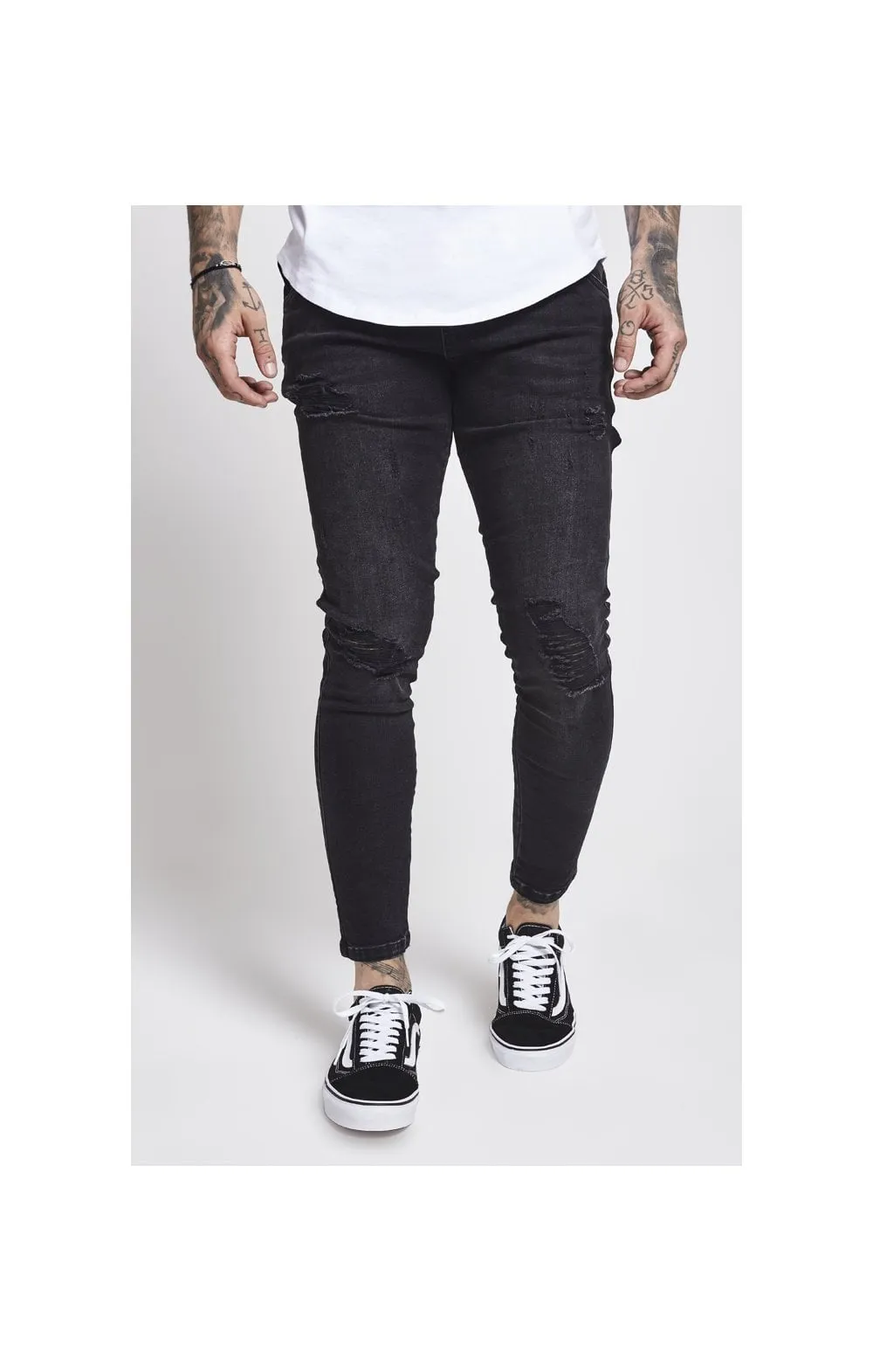 Black Washed Distressed Skinny Denim sold by Siksilk product image thumbnail 3