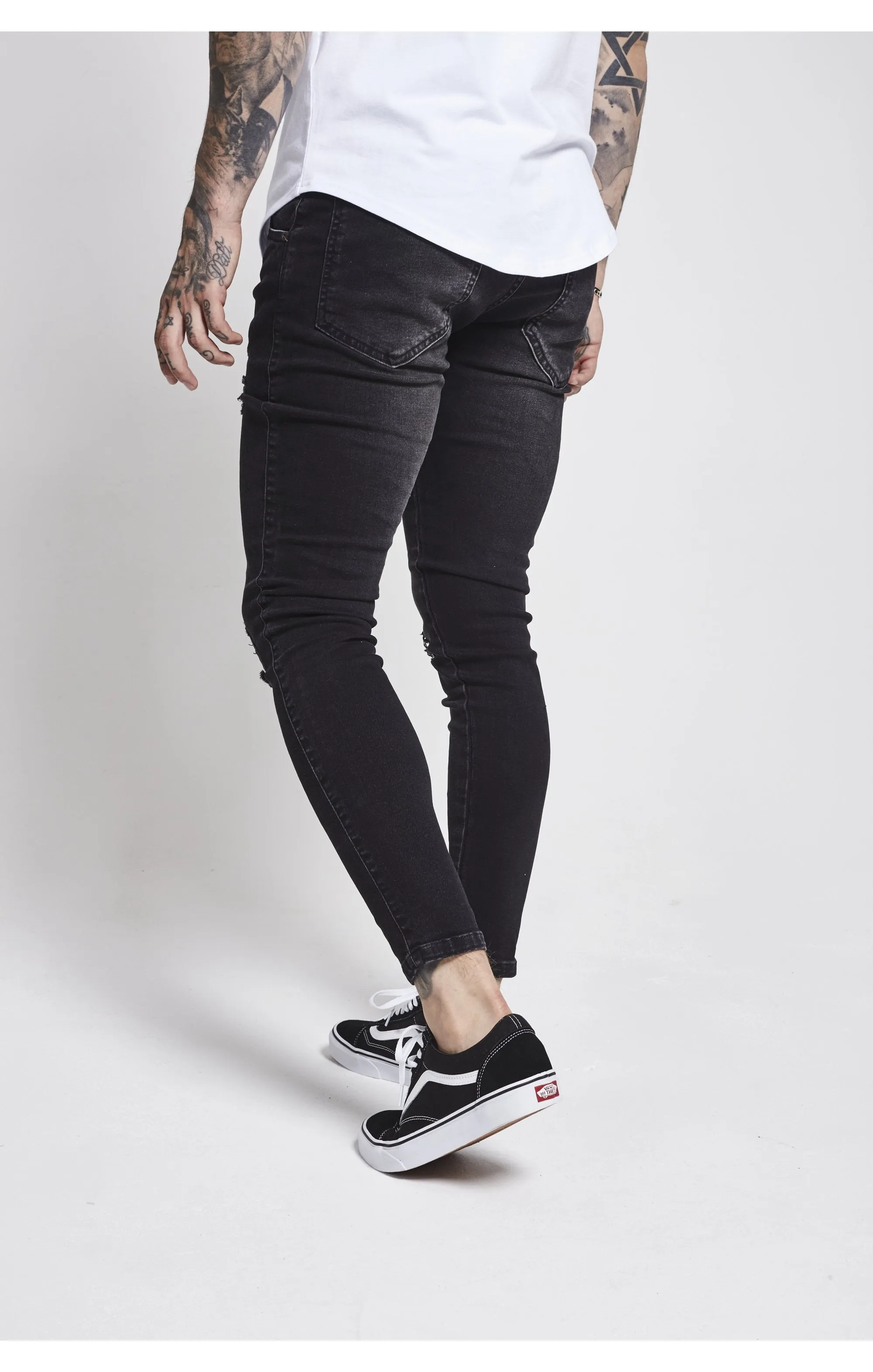 Black Washed Distressed Skinny Denim sold by Siksilk product image thumbnail 4