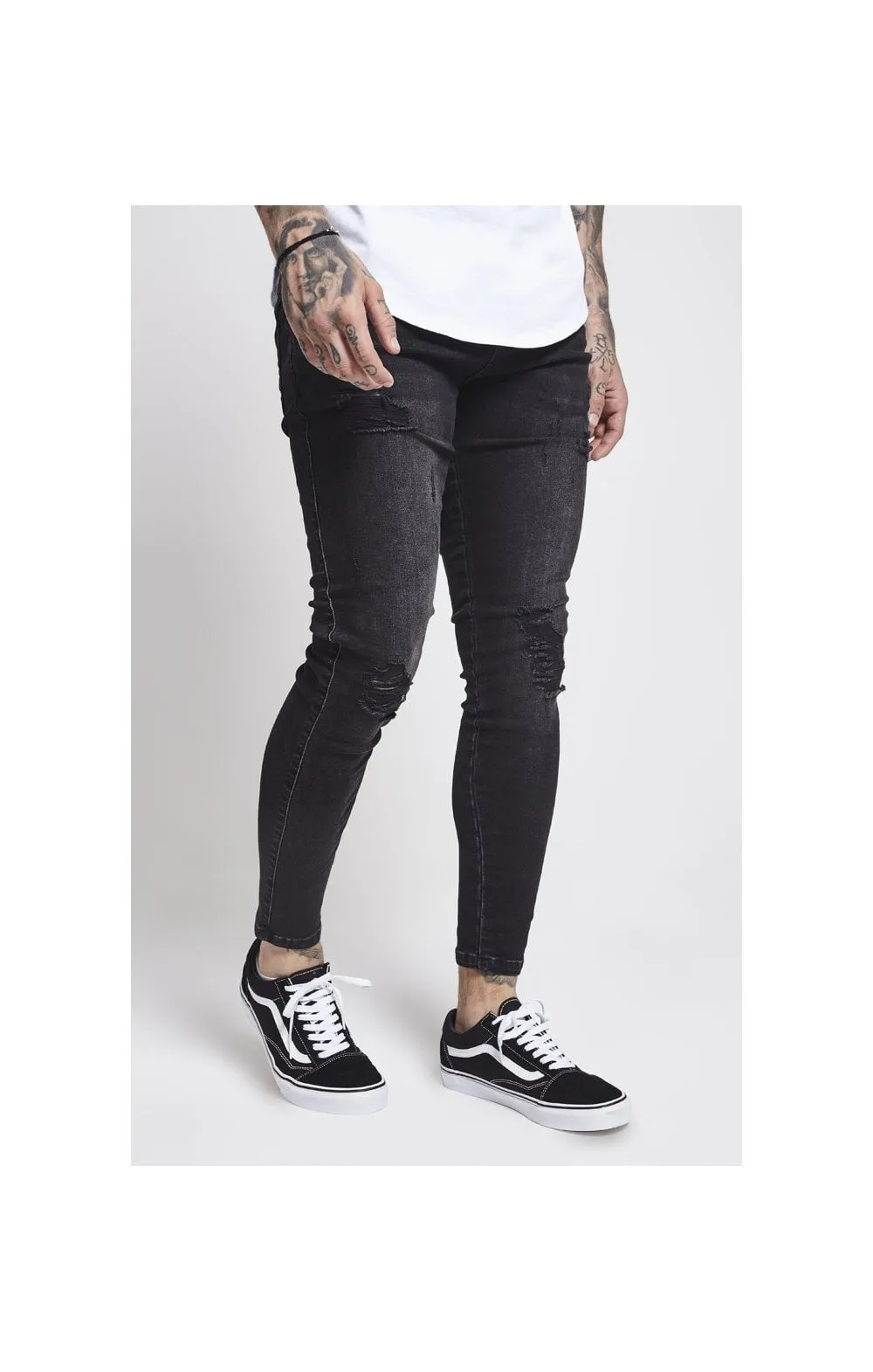 Black Washed Distressed Skinny Denim sold by Siksilk product image thumbnail 2