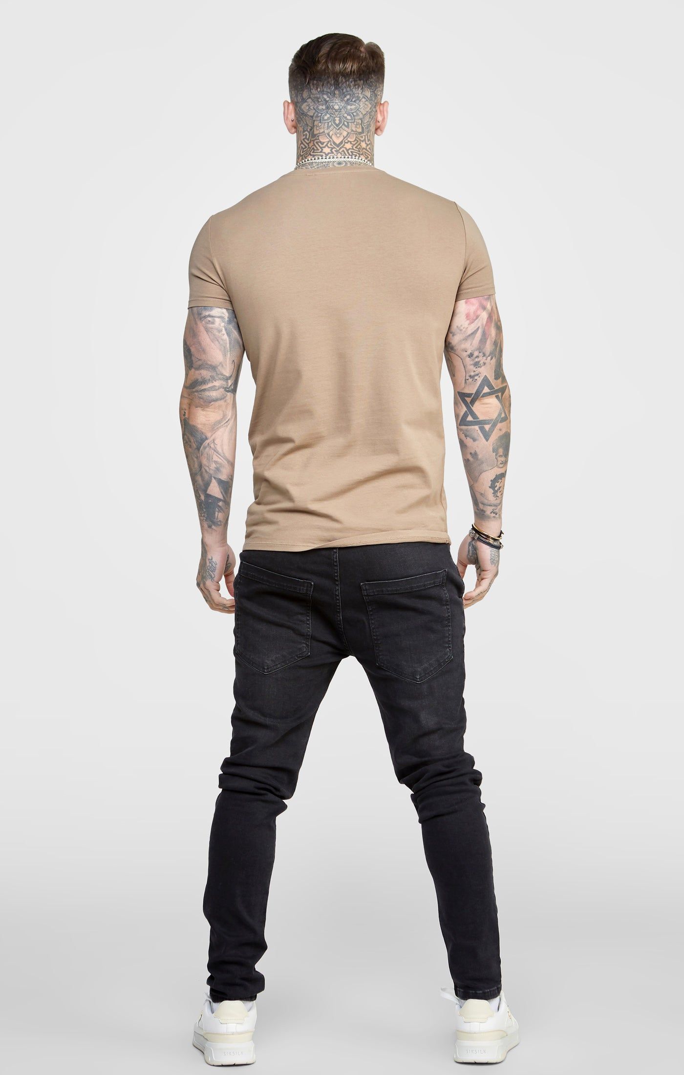 Khaki Twin Pack Muscle Fit T-Shirt sold by Siksilk product image thumbnail 5