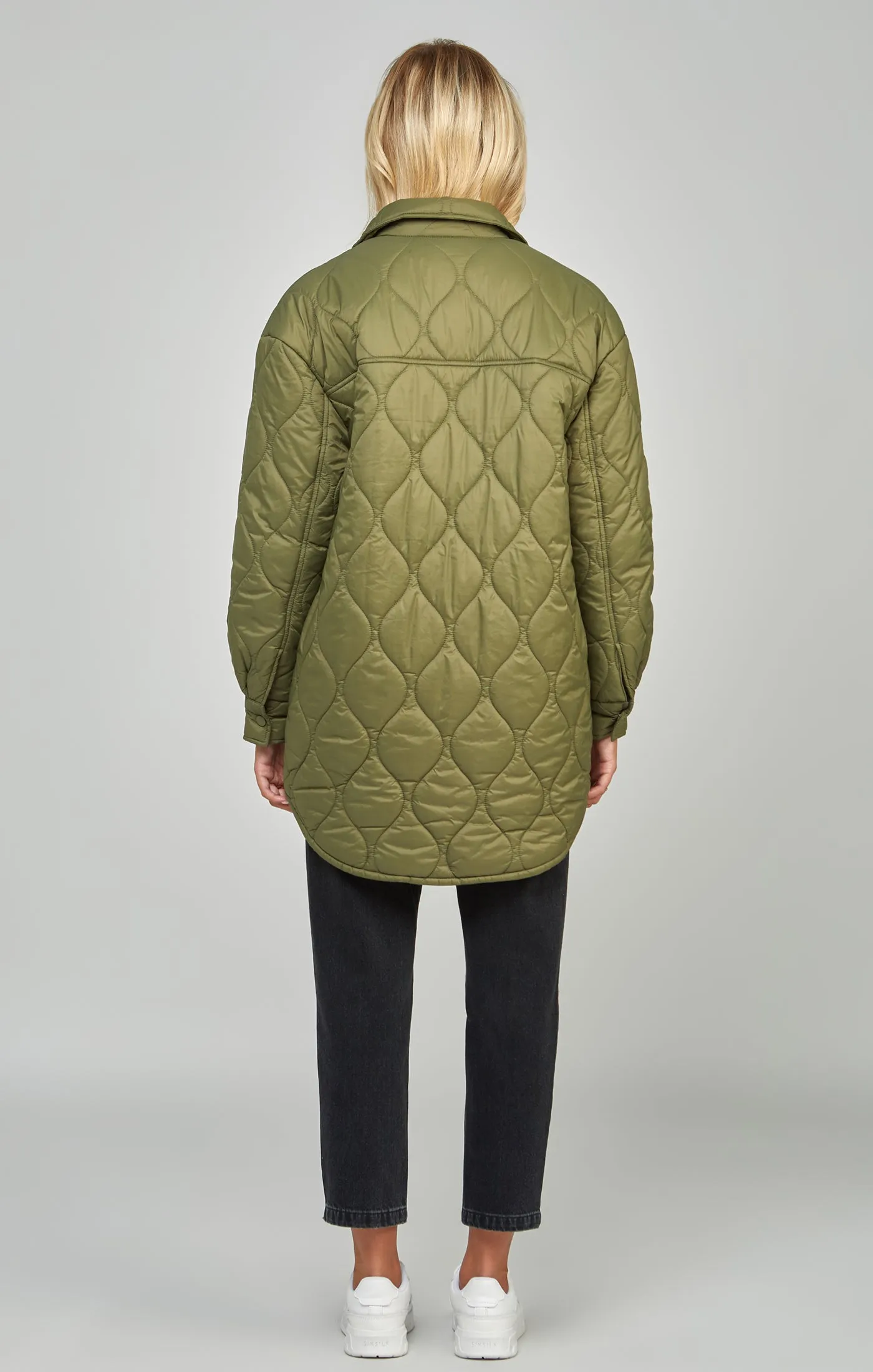 Khaki Lightweight Quilt Jacket sold by Siksilk product image thumbnail 5