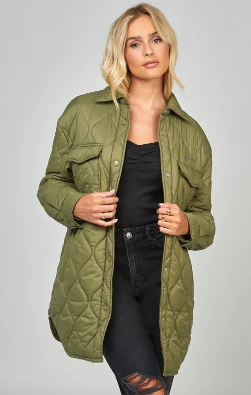 Khaki Lightweight Quilt Jacket sold by Siksilk