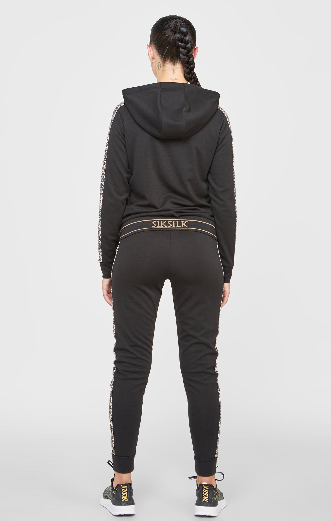 Black Leopard Print Panelled Hoodie sold by Siksilk product image thumbnail 5