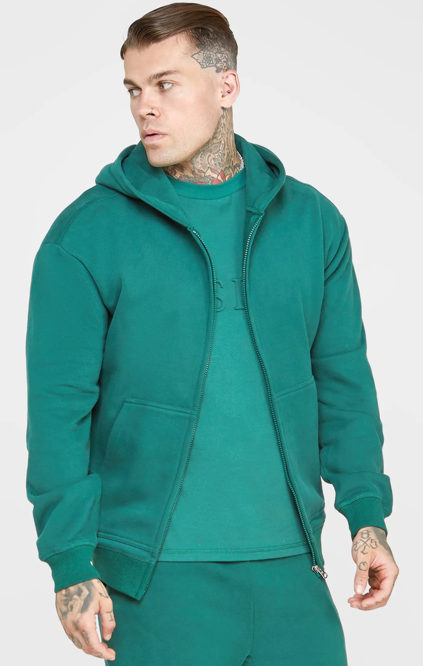 Green Zip Through Hoodie sold by Siksilk