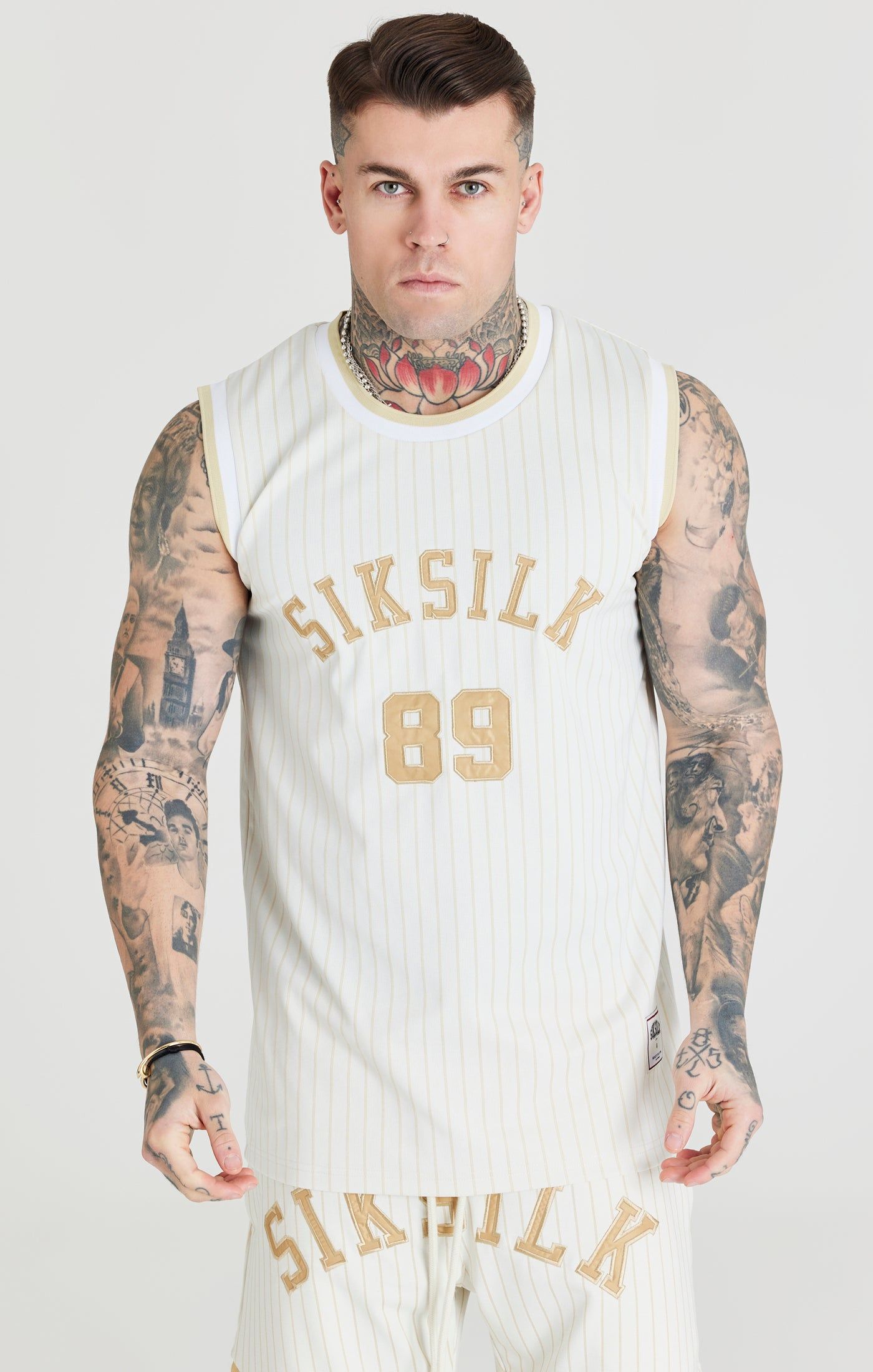 Ecru Retro Classic Basketball Vest sold by Siksilk
