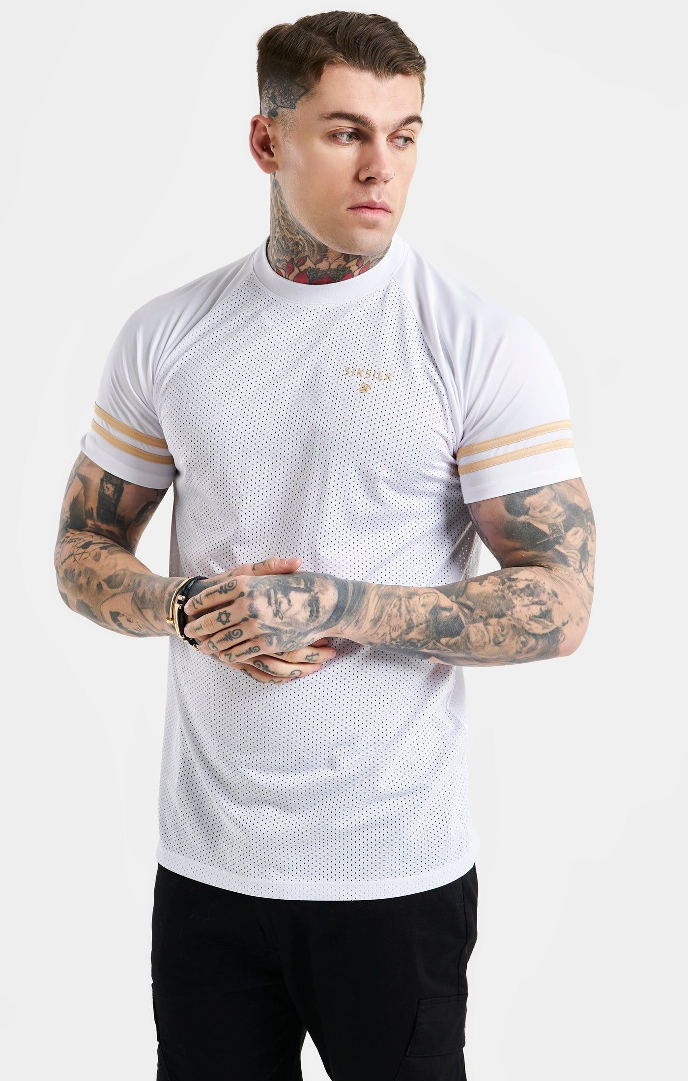 White Mesh Sport T-Shirt sold by Siksilk
