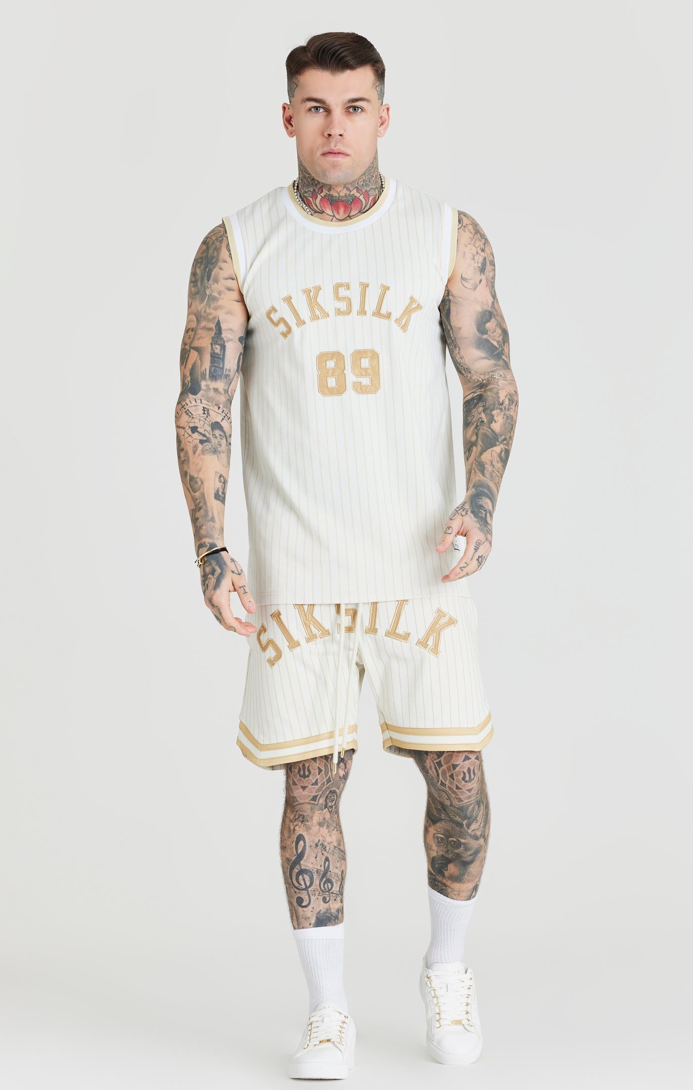 Ecru Retro Classic Basketball Vest sold by Siksilk product image thumbnail 3