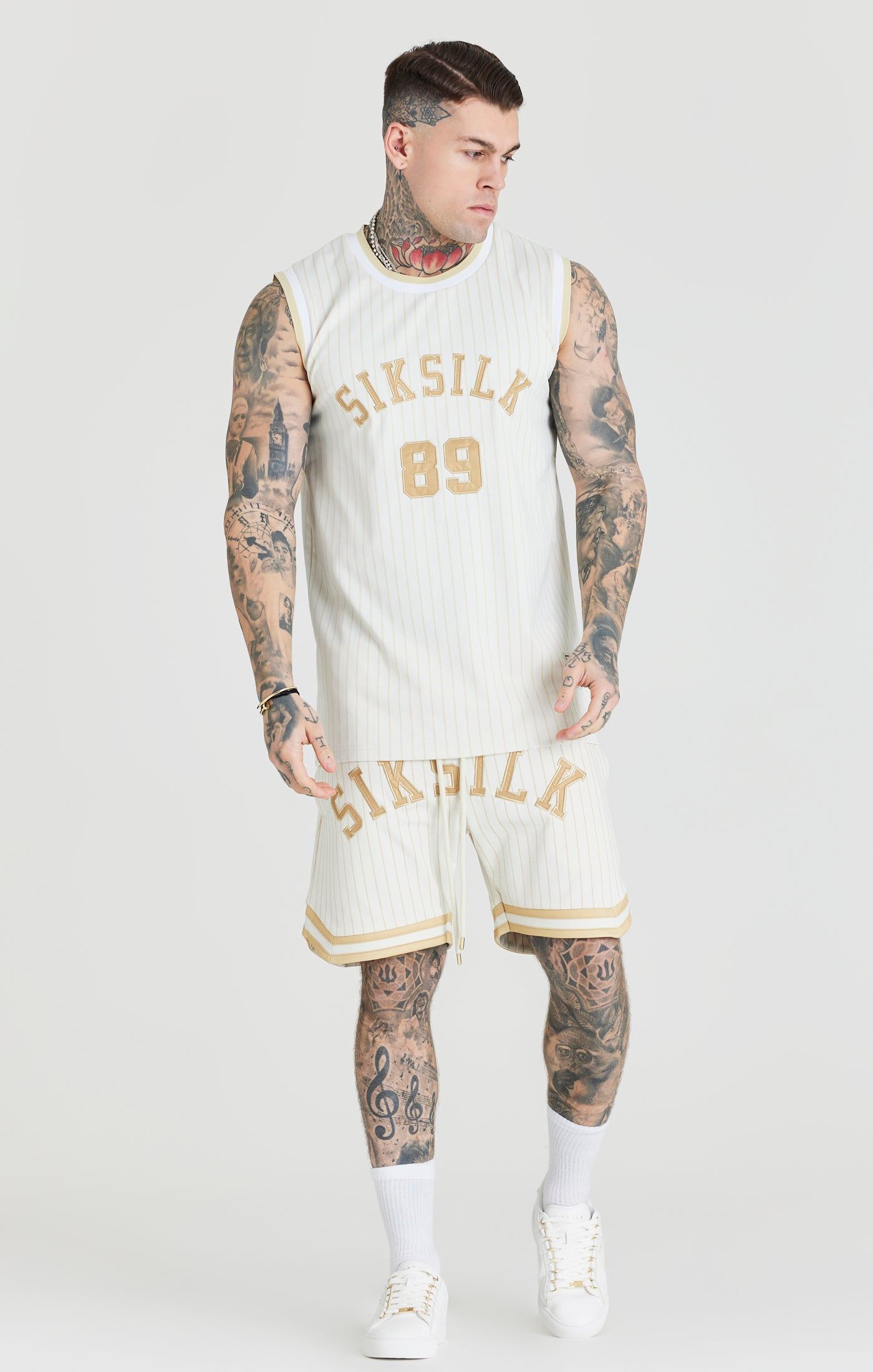 Ecru Retro Classic Basketball Vest sold by Siksilk product image thumbnail 4