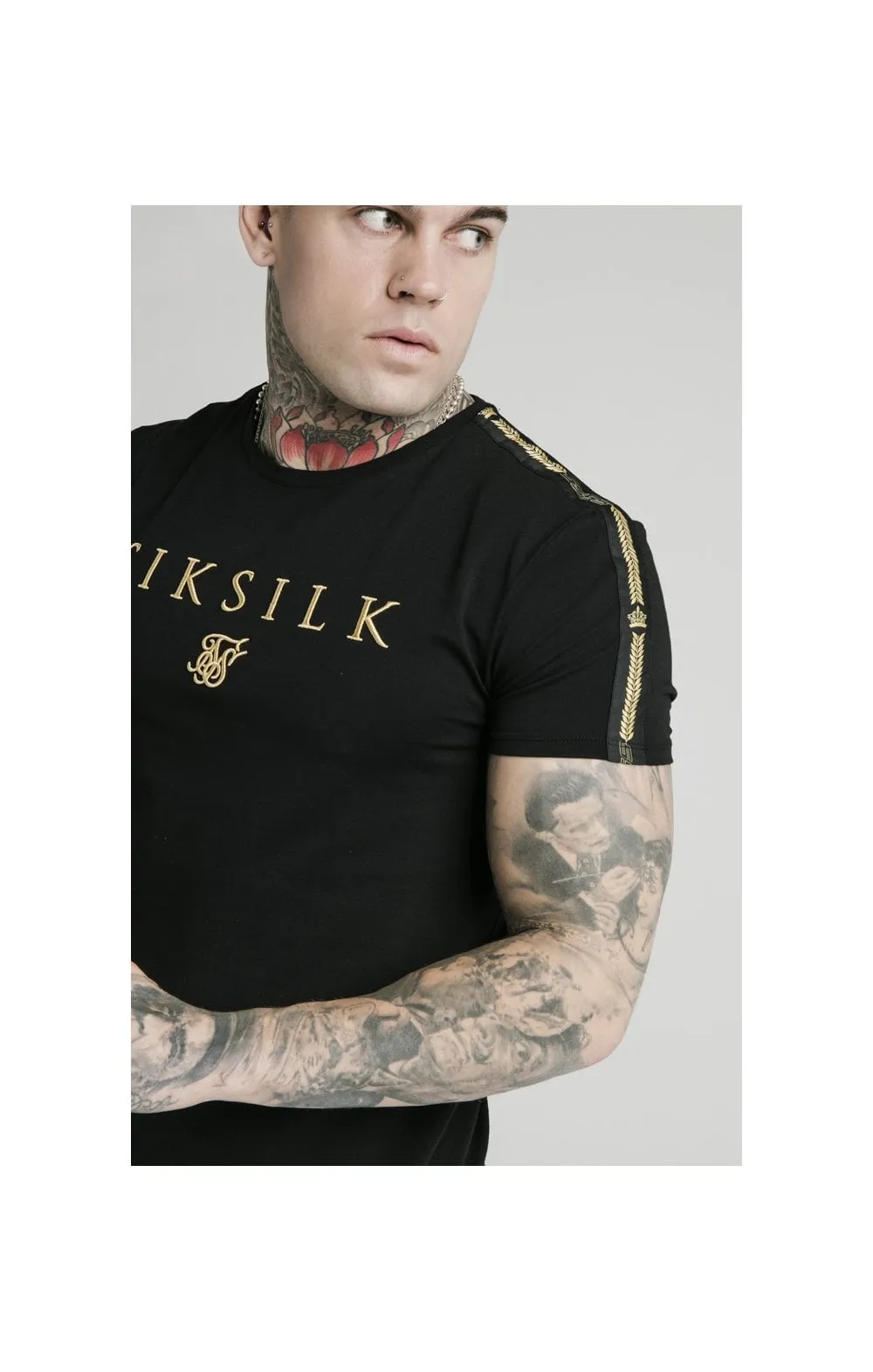 SikSilk Prestige Straight Hem Gym Tee - Black & Gold sold by Siksilk product image thumbnail 2