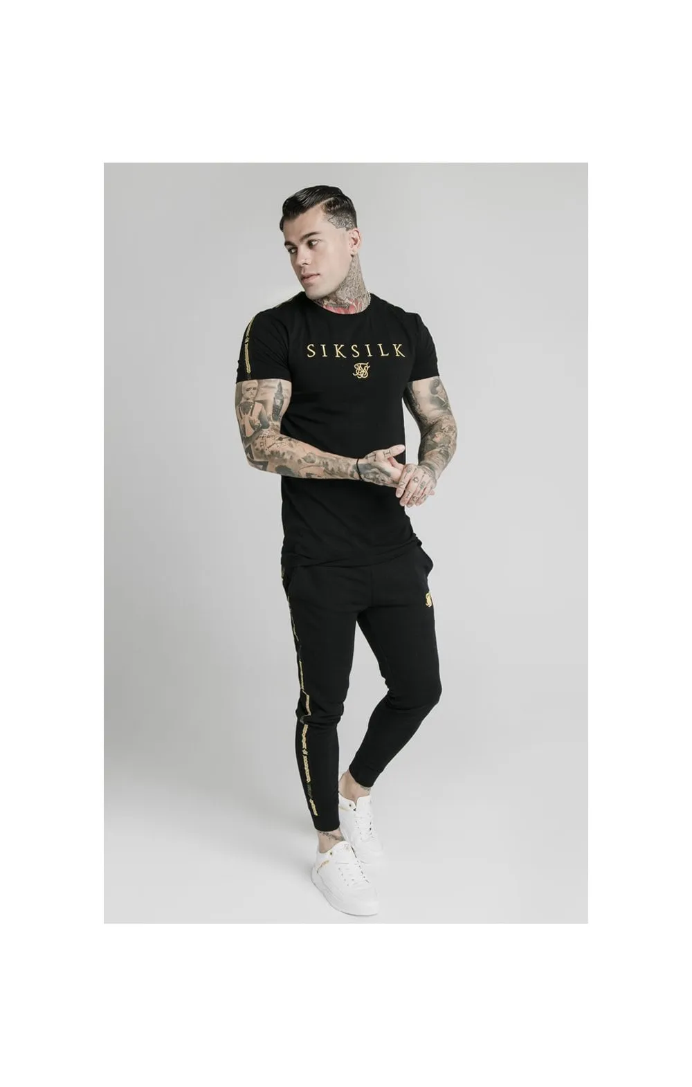 SikSilk Prestige Straight Hem Gym Tee - Black & Gold sold by Siksilk product image thumbnail 3