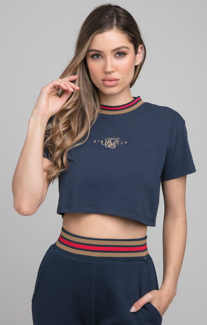 SikSilk Reign Crop Tee - Navy sold by Siksilk