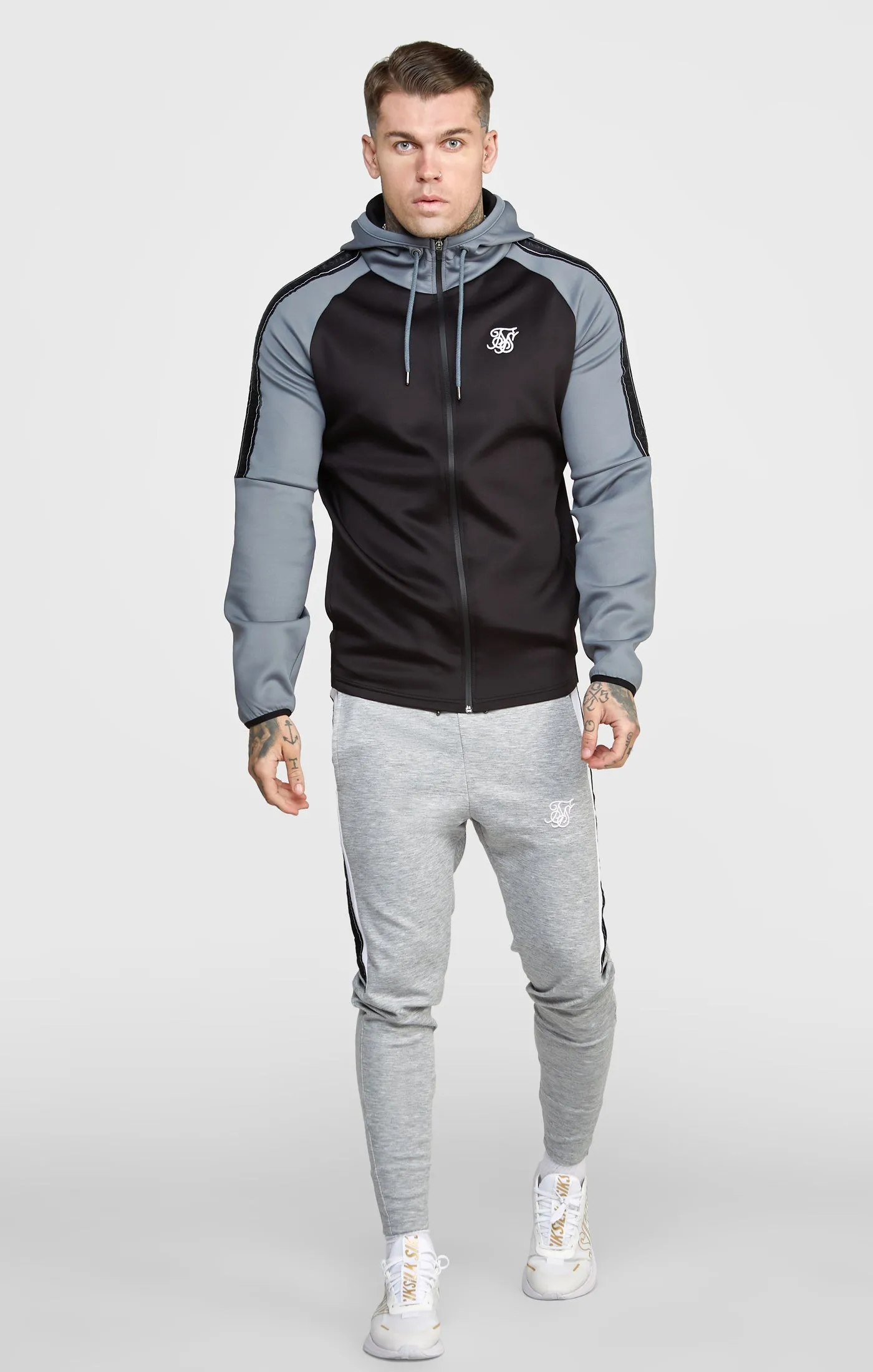 Grey Taped Zip Thru Track Top sold by Siksilk product image thumbnail 3