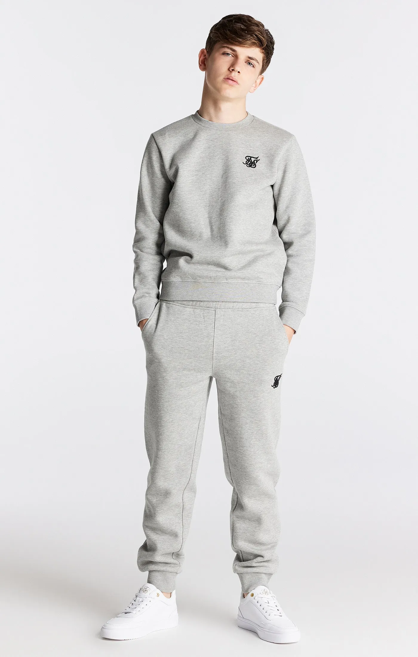 Boys Grey Marl Essentials Cuffed Jogger sold by Siksilk product image thumbnail 4