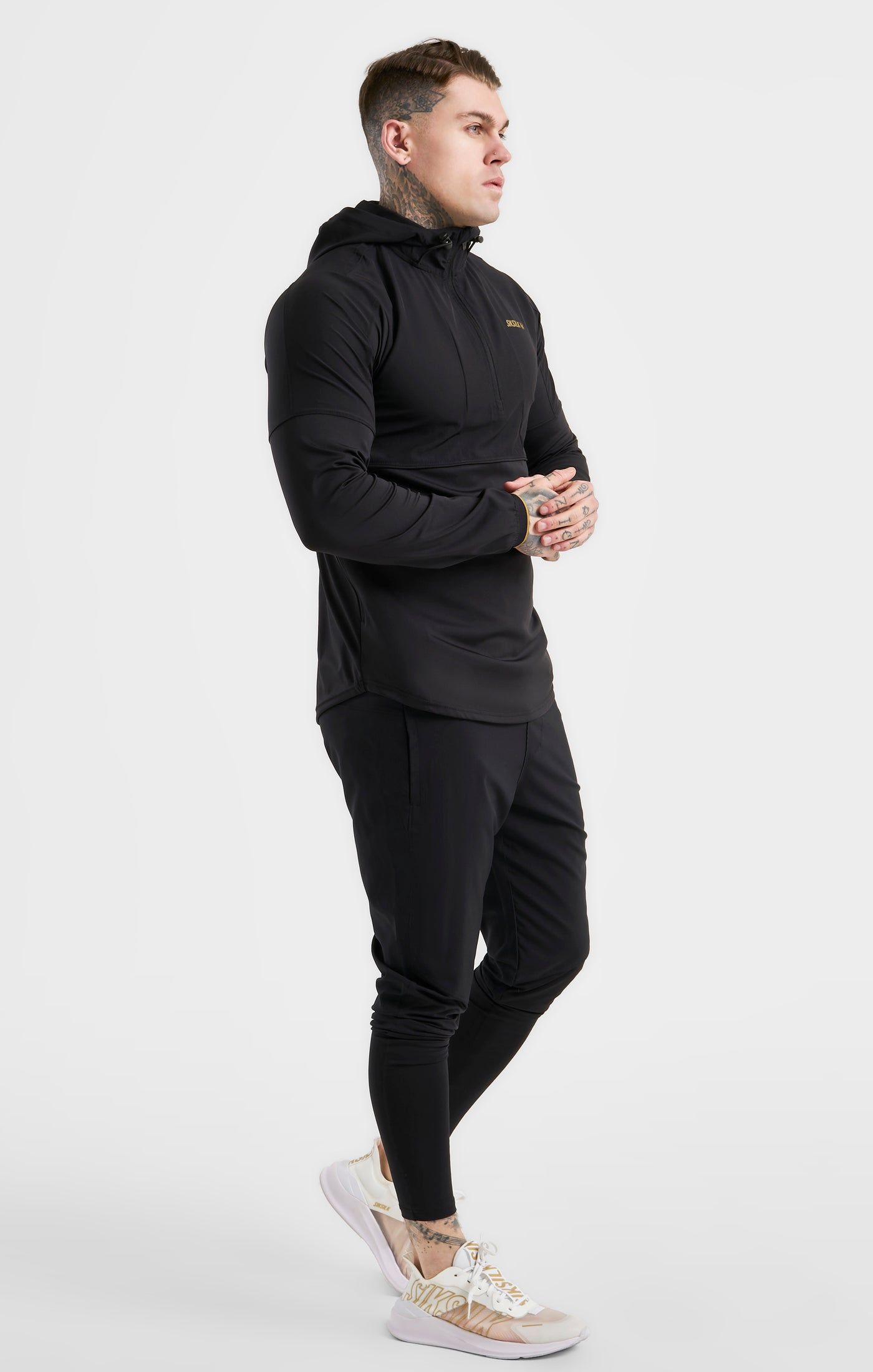 Black Sports Quarter Zip Agility Hoodie sold by Siksilk product image thumbnail 4