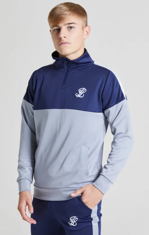 Illusive London Taped Funnel Neck - Navy & Grey sold by Siksilk