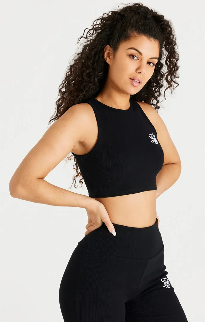 Black Ribbed Racer Crop Bralette sold by Siksilk product image thumbnail 2