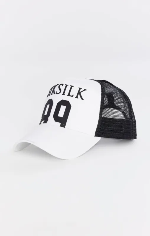 White 89 Mesh Trucker Cap sold by Siksilk