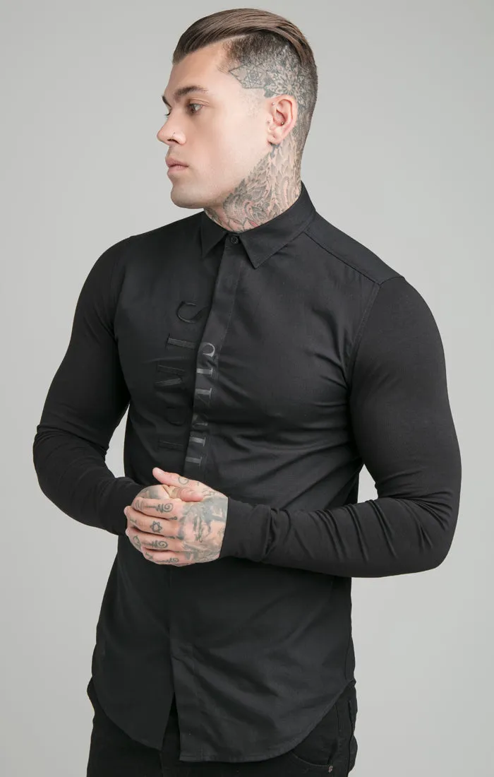 SikSilk L/S Jersey Sleeve Shirt - Black sold by Siksilk