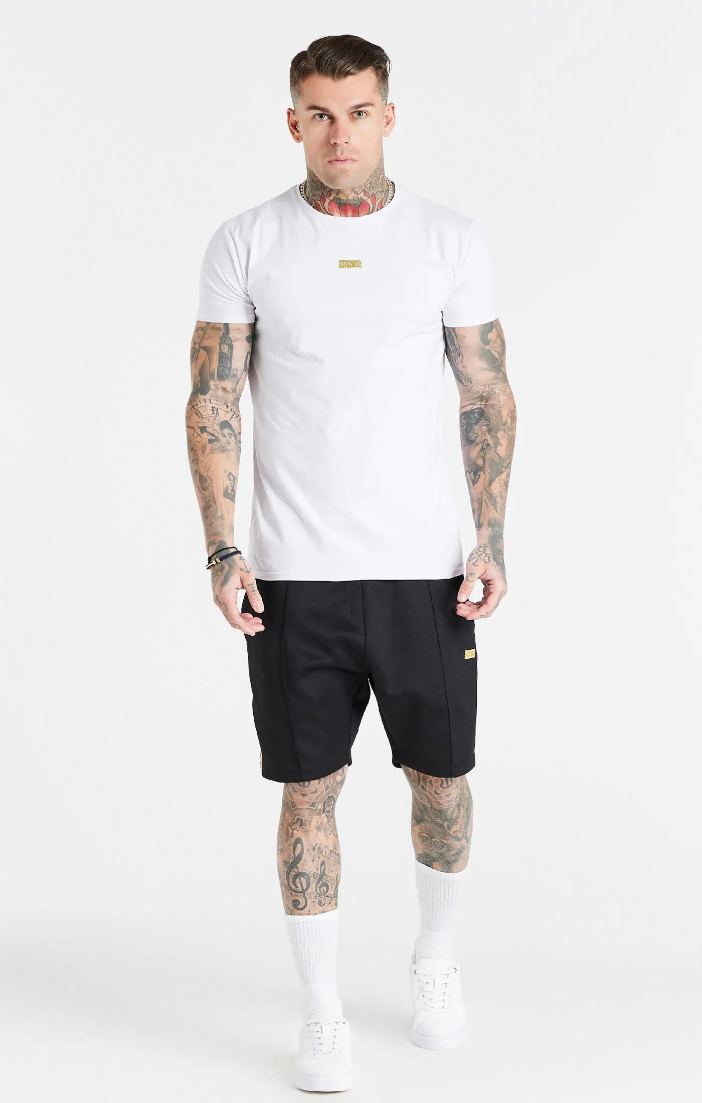 White Gold Badge Muscle Fit T-Shirt sold by Siksilk product image thumbnail 3