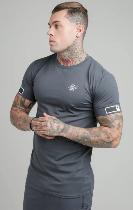 Navy Cuff Muscle Fit T-Shirt sold by Siksilk