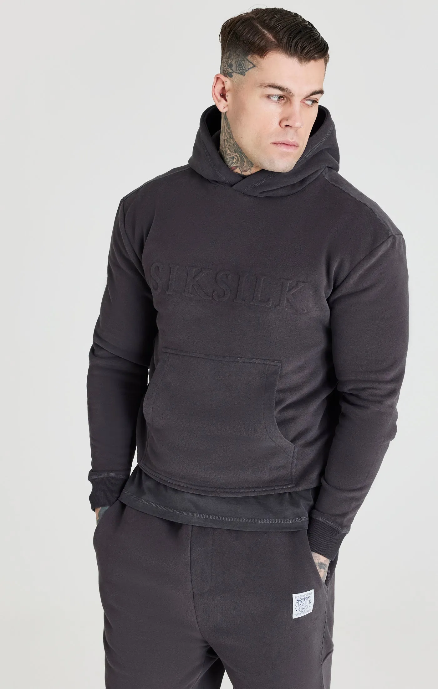 Black Foundation Embossed Hoodie sold by Siksilk