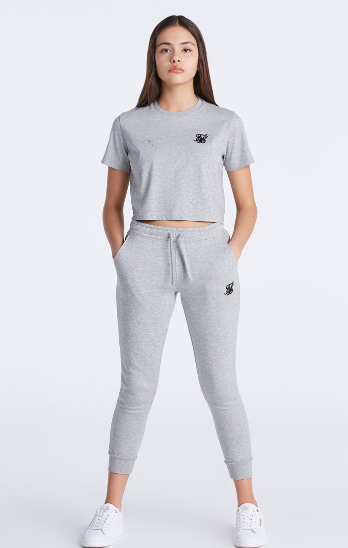 Girls Grey Marl Essentials Cuffed Jogger sold by Siksilk product image thumbnail 3