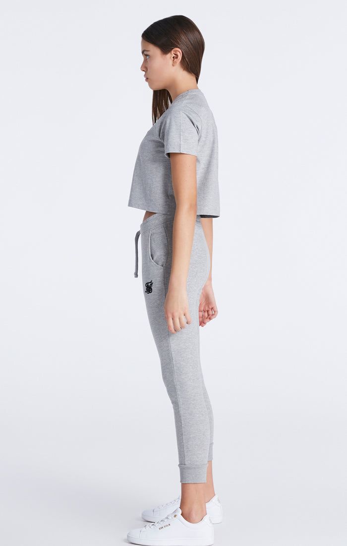 Girls Grey Marl Essentials Cuffed Jogger sold by Siksilk product image thumbnail 4