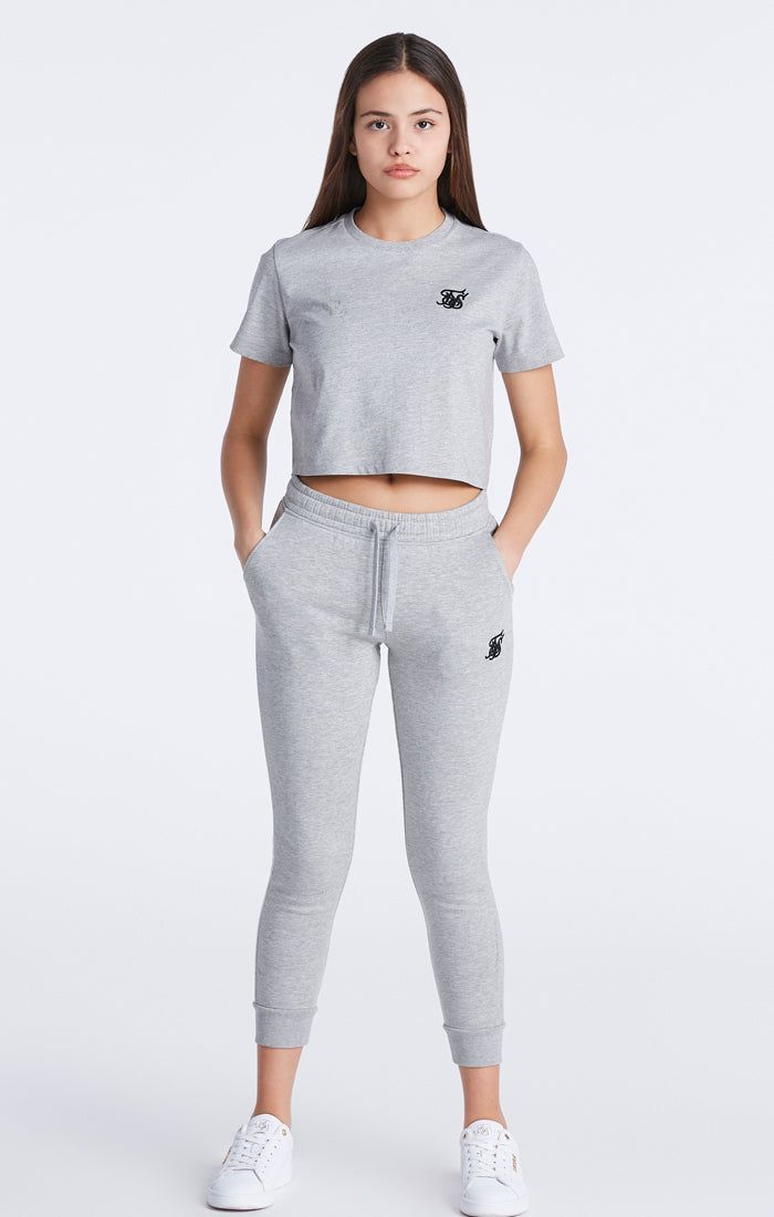 Girls Grey Marl Essentials Cuffed Jogger sold by Siksilk product image thumbnail 2