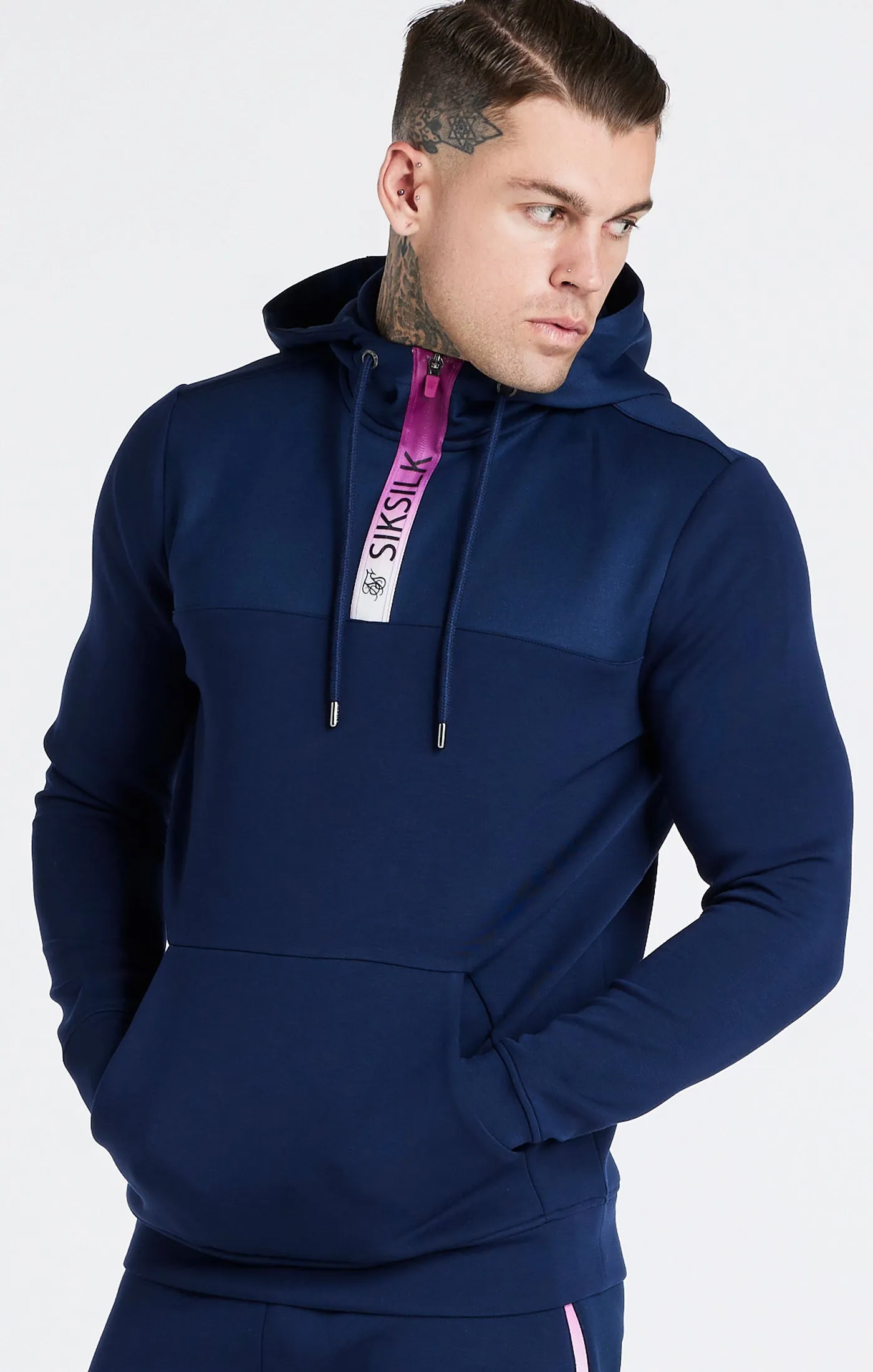 Navy Covert Fade Half Zip Hoodie sold by Siksilk