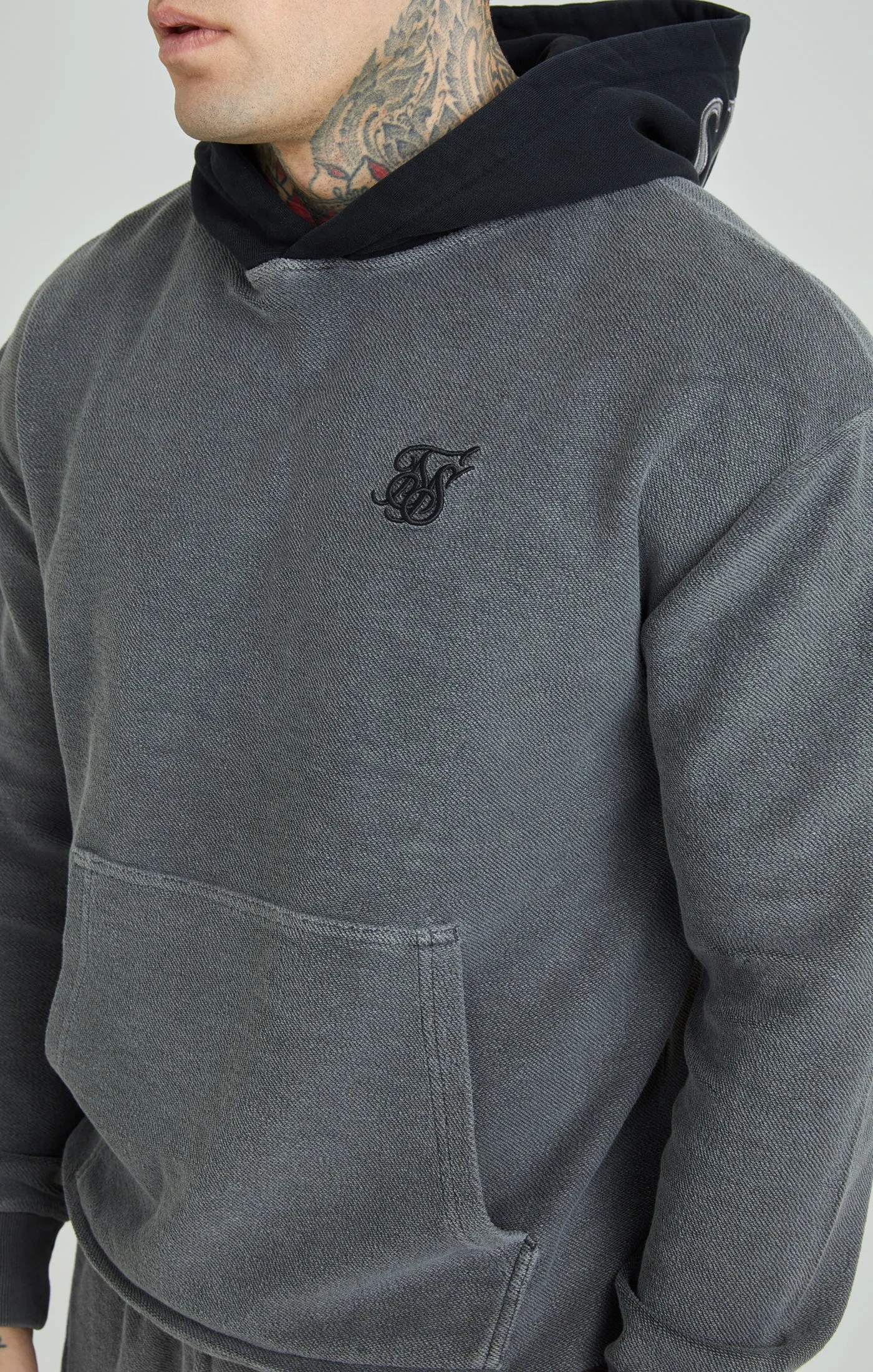Washed Grey Heavyweight Loopback Oversized Hoodie sold by Siksilk product image thumbnail 4