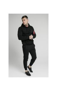 SikSilk Overhead Sueded Flock Hoodie - Black sold by Siksilk