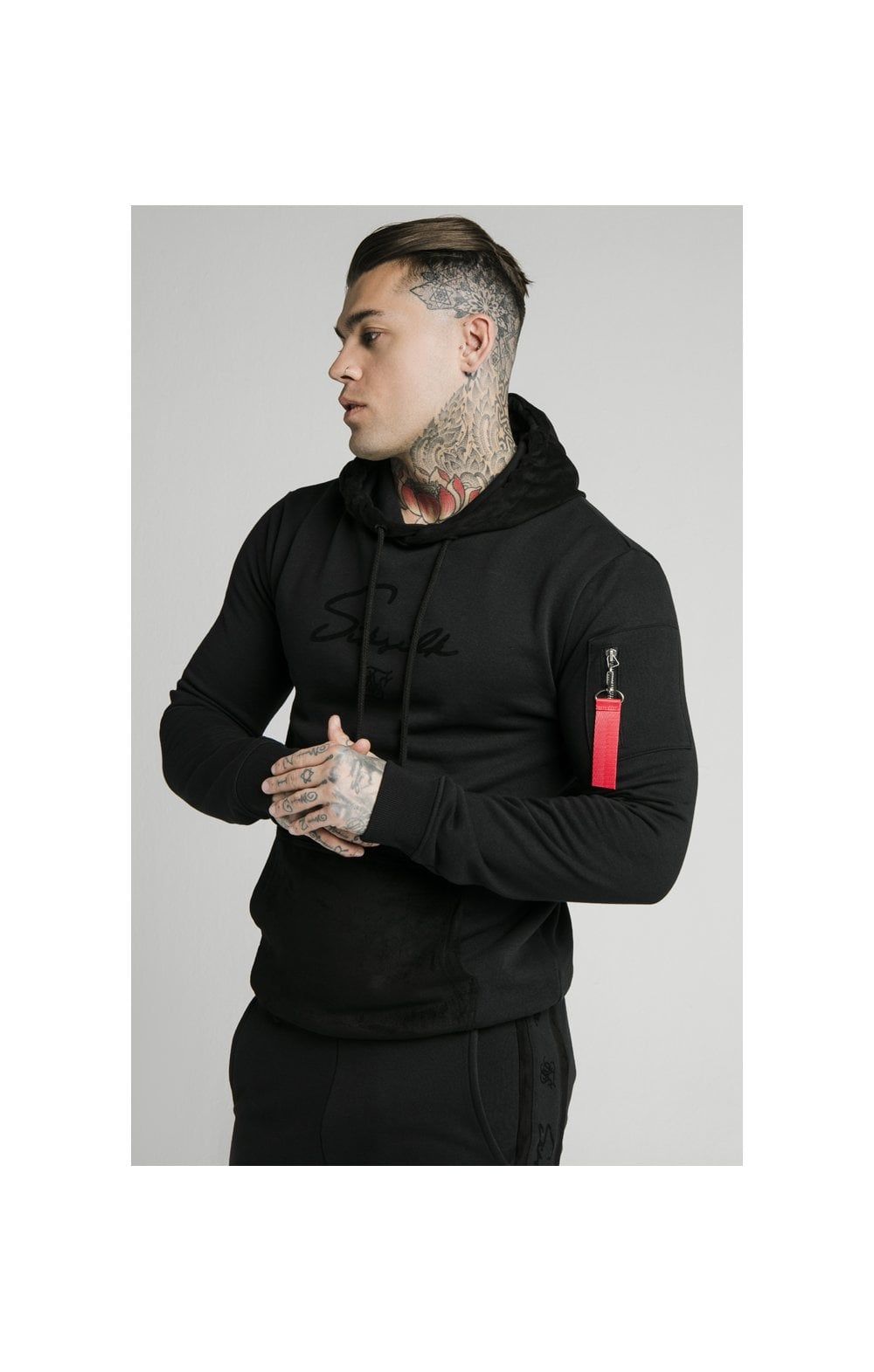 SikSilk Overhead Sueded Flock Hoodie - Black sold by Siksilk