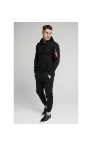 SikSilk Overhead Sueded Flock Hoodie - Black sold by Siksilk