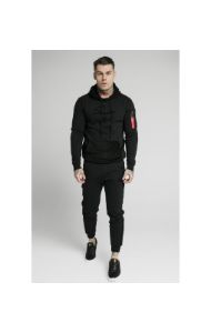 SikSilk Overhead Sueded Flock Hoodie - Black sold by Siksilk