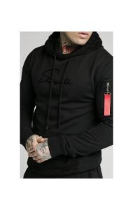 SikSilk Overhead Sueded Flock Hoodie - Black sold by Siksilk
