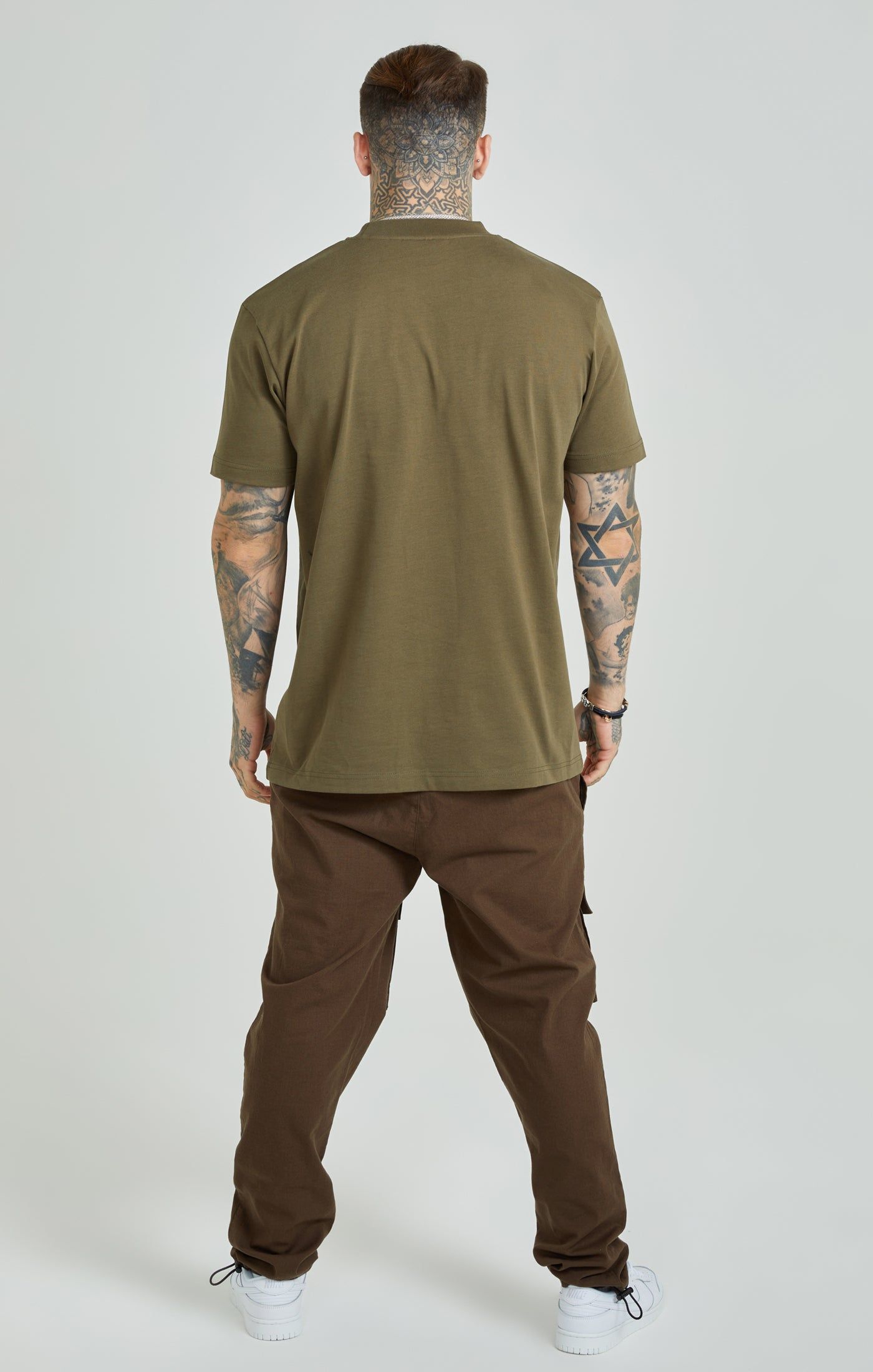 Khaki Applique Logo Oversized Fit T-Shirt sold by Siksilk product image thumbnail 5