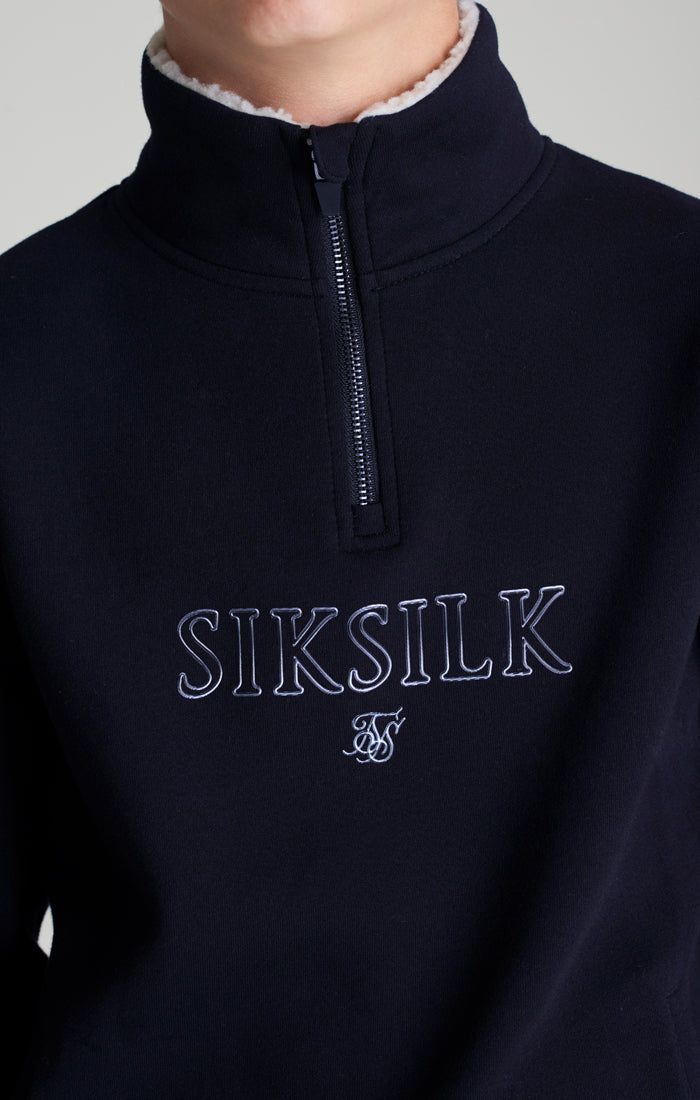 Boys Navy Borg 1/4 Zip Funnel Neck sold by Siksilk product image thumbnail 3