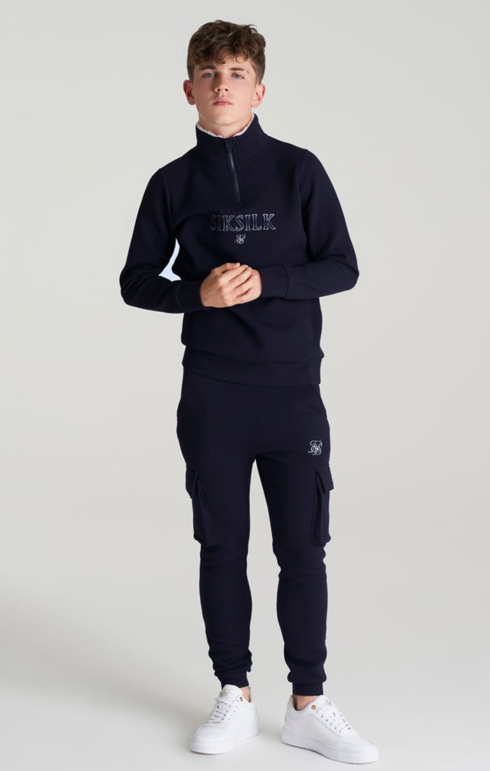 Boys Navy Borg 1/4 Zip Funnel Neck sold by Siksilk product image thumbnail 2