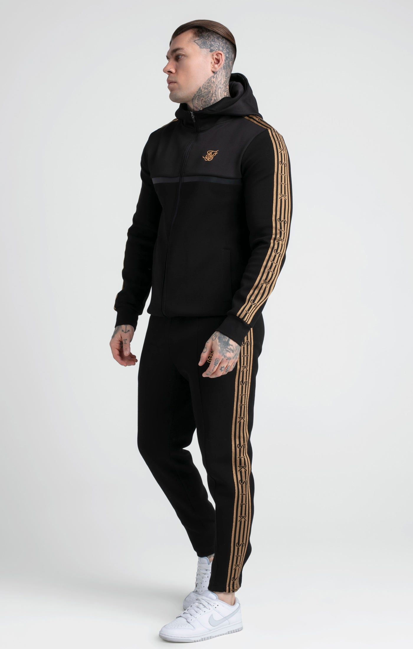 Black, Gold Knitted Tape Track Pant sold by Siksilk product image thumbnail 2