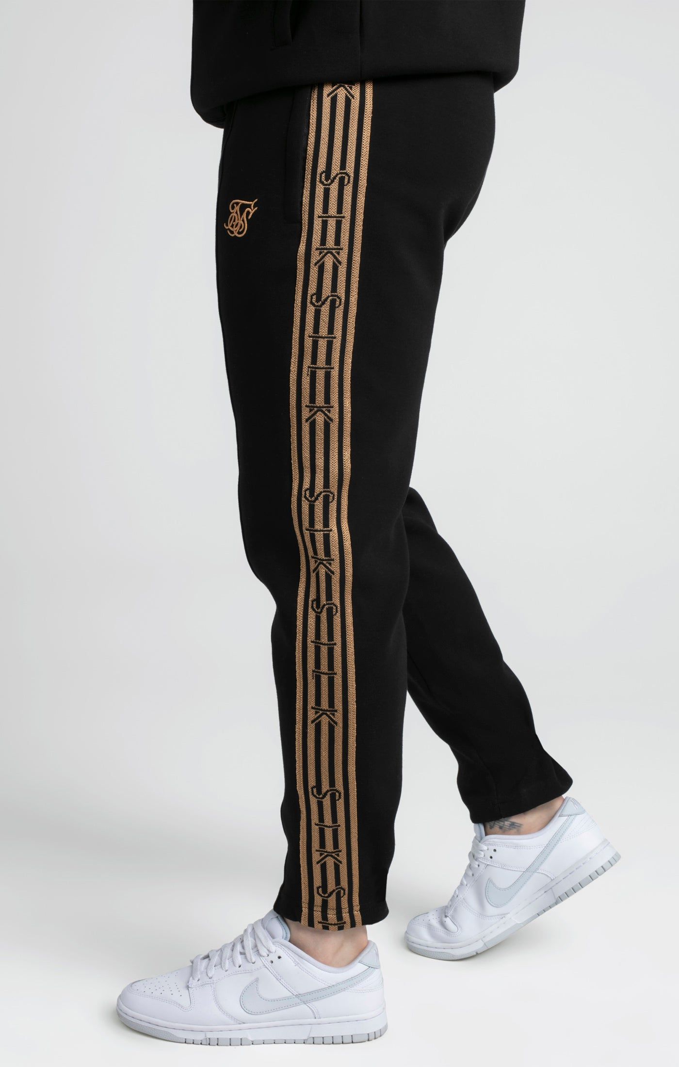 Black, Gold Knitted Tape Track Pant sold by Siksilk product image thumbnail 3