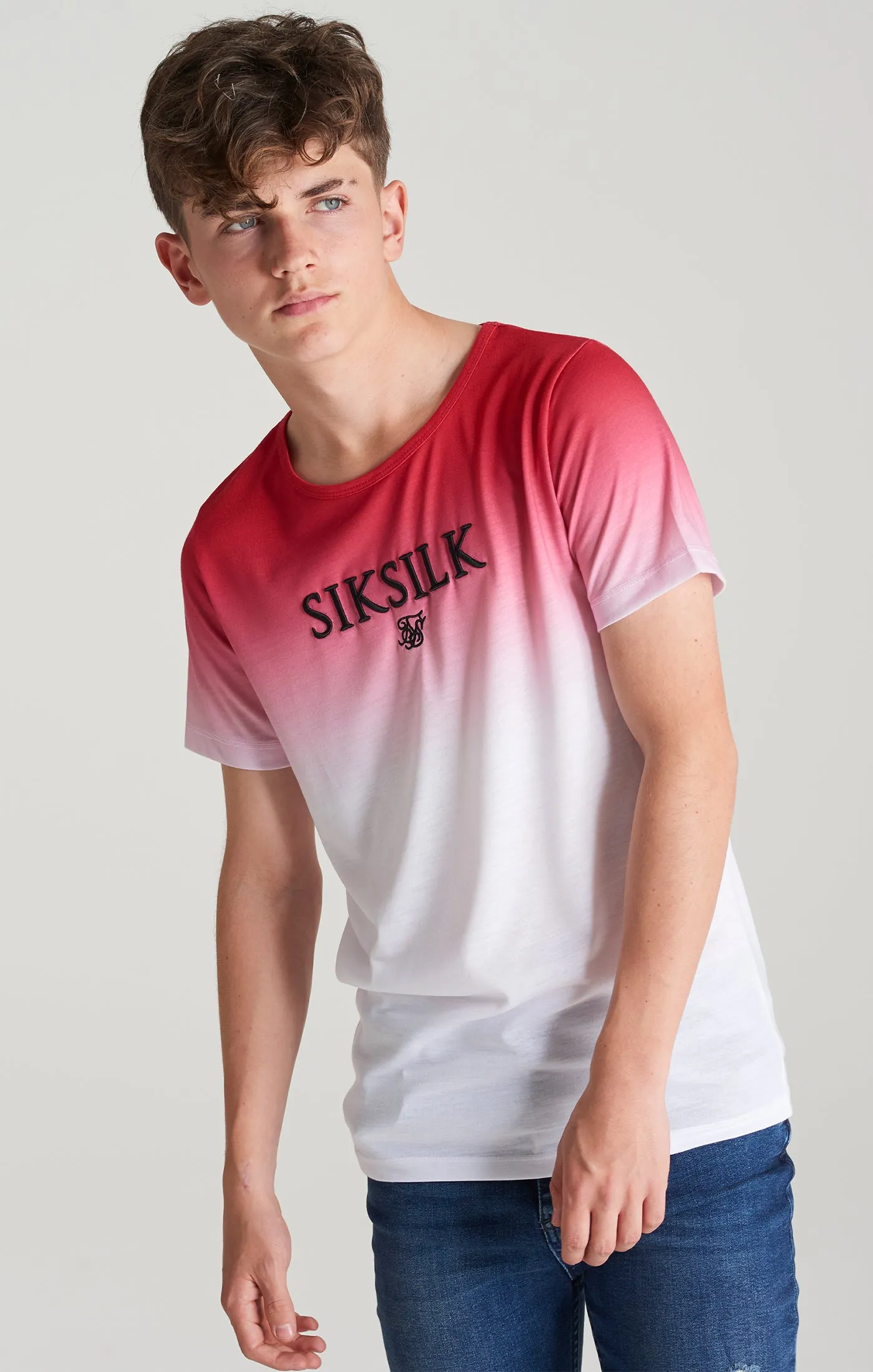 Boys Red High Fade T-Shirt sold by Siksilk